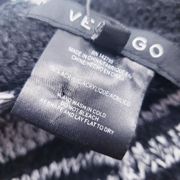 VERTIGO Striped Poncho Black & Gray Button-Up S/M & L/xL - Picture 5 of 9